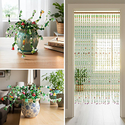 DIY人工苔作り  ガラスビーズ  手作りランプワークビーズ  アイアン製ワイヤー  diyの工芸品の結婚式の家の装飾のため  ミックスカラー  250~260x4~6x4~6mm&nbsp;DIY-BM0002-92