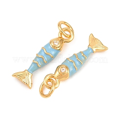 Pendenti in zirconi cubici trasparenti in micro pavè di ottone&nbsp;KK-P353-10G-01
