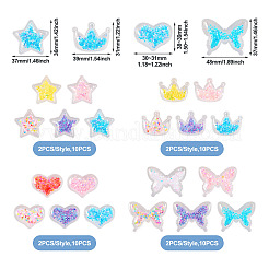 40 шт. 20 стиля Корона/звезда/сердце/бантик пластиковые кабошоны KY-TA0001-27