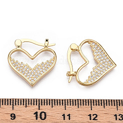 Серьги-кольца из латуни с микропаве из прозрачного кубического циркония EJEW-M223-02G