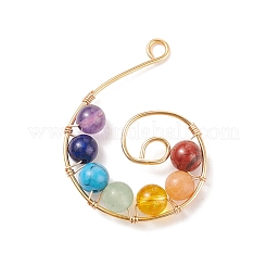 Chakra pendentifs en fil de cuivre de pierres naturelles mélangées&nbsp;PALLOY-JF01552