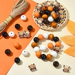 Крупный рогатый скот и круглые деревянные бусины&nbsp;WOOD-CJ0002-31