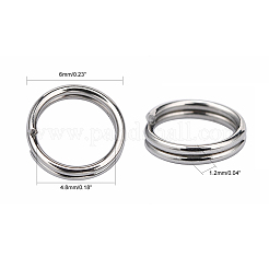 変色しにくい304ステンレススチール製スプリットリング  ダブルループ丸カン  ステンレス鋼色  6x1.2mm  内径約4.8mm  5000個/袋&nbsp;STAS-E010-6x1mm-2