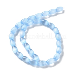 マカロンカラーの天然セレナイトビーズ連売り  染め  ライス  ライトスカイブルー  12.5~13x8~8.5mm  穴：1.2mm  約31個/連  15.35''（39センチメートル）&nbsp;G-B102-A01-07