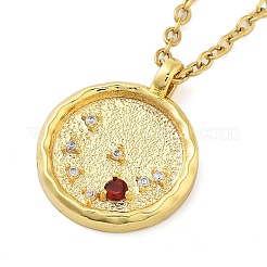 Pendentifs ronds et plats en acier inoxydable 304 avec zircone cubique&nbsp;LS-STAS-S145-01D