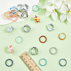 3 стиль кольца из смолы и акрила для женщин RJEW-SC0001-23