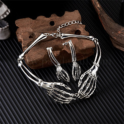 Комплекты из ожерелий и серег-гвоздиков с подвесками в виде черепа из сплава&nbsp;FS-WG22603-01