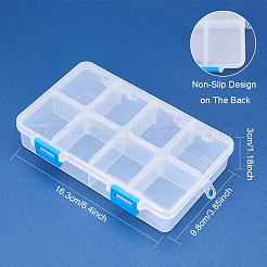 オーガナイザー収納プラスチックボックス  長方形  透明  16.3x10.7x3cm  1つのコンパートメントさ：4.5x3.8cm  8区画/ボックス  8個/セット&nbsp;CON-BC0001-06