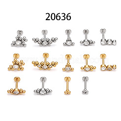 Лабреты из нержавеющей стали с микропаве из прозрачного кубического циркония без резьбы WG26305-03