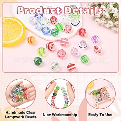 15 шт. круглых прозрачных бусин ручной работы в технике лэмпворк&nbsp;LAMP-YW0004-15