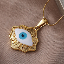 Ожерелья с подвеской от сглаза из хирургической нержавеющей стали 316 с эмалью для женщин&nbsp;AR3641