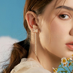 5 пара сережек-гвоздиков из латуни с прозрачным кубическим цирконием&nbsp;KK-BBC0018-46