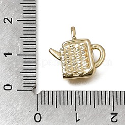真鍮チャーム  質感のあるケトルチャーム  長持ちメッキ  18KGP本金メッキ  14.5x16x5mm  穴：3x2mm&nbsp;KK-A302-01G