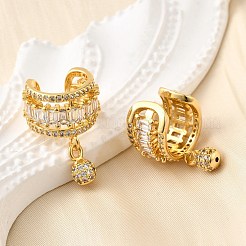 Латунные серьги-манжеты из прозрачного кубического циркония EJEW-K309-09G