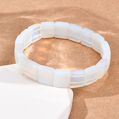 Braccialetti elastici con perline sfaccettate in opalite per donna&nbsp;BJEW-K251-08L