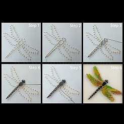 トンボ柄DIYストリングアートキットセット  ハンマー入り  木の板  プラスチックホルダーアクセサリー  合金の釘とネジ  はさみ  ポリエステル糸  15x15x0.85cm&nbsp;DIY-F070-18
