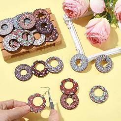 45 шт. подвески из липы с двухцветным принтом&nbsp;WOOD-CJ0002-52