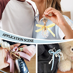 5шт пластиковый брелок-бантик из жемчуга и полиэстера&nbsp;KEYC-PH01537
