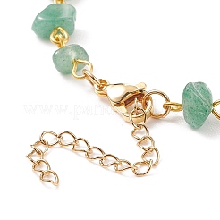 Браслет на щиколотку с бусинами из драгоценных камней и цепочками из нержавеющей стали 304 для женщин X-AJEW-AN00497