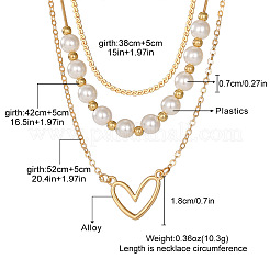 Ожерелья из сплава в форме сердца и пластиковой искусственной жемчужины в один слой для женщин FS-WGA62EB-01
