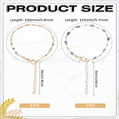 1 set di braccialetti con perline di unakite naturale e catene a maglie per donna&nbsp;BJEW-LP0004-06B