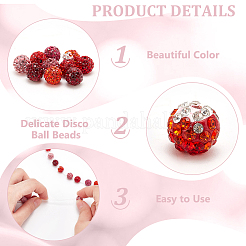 90шт 9 цвета бусины из полимерной глины со стразами RB-PH0001-33B