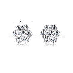 925 par de pendientes de plata de ley con pavé de moissanita para mujer&nbsp;SX7074-2