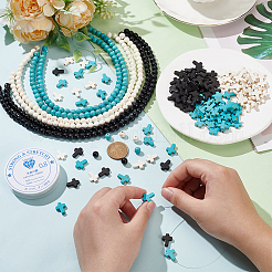 Наборы для самостоятельного изготовления круглых и крестообразных браслетов из синтетической бирюзы DIY-NB0012-31