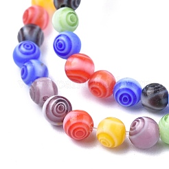Millefiori a mano perle tonde vetro fili&nbsp;LK-R004-91