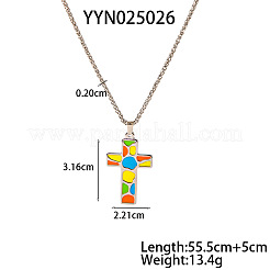 Ожерелья с подвеской-крестиком из нержавеющей стали 304 с эмалью PV1429-3