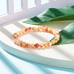 Stretcharmband mit runden Perlen aus natürlicher weißer Jade&nbsp;BJEW-JB07968-02