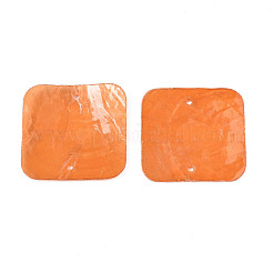 スプレー塗装カピスシェルペンダント  正方形  暗い蘭  43x43x1~2mm  穴：2mm&nbsp;LS-SHEL-N026-174B