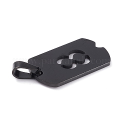 304ステンレスペンダント  数の長方形  電気泳動黒  NUM。9  27.5x14.5x1.5mm  穴：7.5x3mm&nbsp;STAS-H144-02EB-9