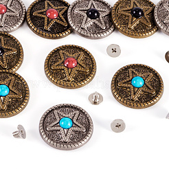 12 шт. 6-цветные пуговицы из цинкового сплава и синтетической бирюзы BUTT-TA0001-18