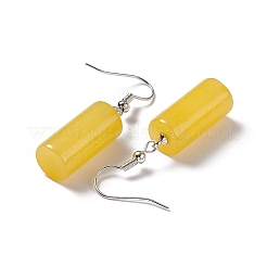 Boucles d'oreilles pendantes cylindriques en jade naturel&nbsp;EJEW-D188-01P-04