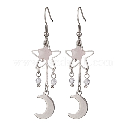 Серьги-подвески из натурального розового кварца&nbsp;EJEW-JE06776-02