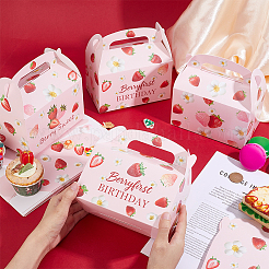 12 картонная коробка для конфет с принтом клубники&nbsp;CON-WH0107-70