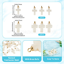 40 ciondolo a croce in conchiglia d'acqua dolce naturale in 2 stili con cauzioni in ottone&nbsp;PALLOY-TA00389