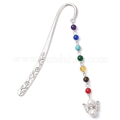 Подвеска-закладка в виде ангела из натурального тигрового глаза AJEW-JK00346