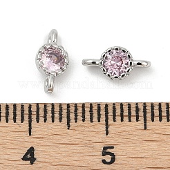 Латунные плоские круглые подвески-соединители из кубического циркония&nbsp;KK-H204-02P-06