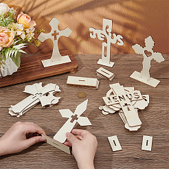 Scultura di preghiera con croce in legno 16 pz 5 stili&nbsp;DJEW-PH0001-75