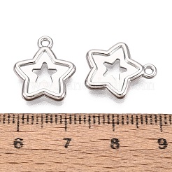 合金ペンダント  スターのチャーム  ラックめっき  カドミウムフリー＆ニッケルフリー＆鉛フリー  プラチナ  15.5x13x2mm  穴：1.4mm&nbsp;PALLOY-Q464-03P