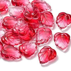 Осенняя тема двухцветные прозрачные стеклянные подвески GLAA-YW0001-53D