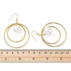 Серьги-подвески из искусственного жемчуга с гальваническим покрытием из нержавеющей стали 304 EJEW-Z129-04G