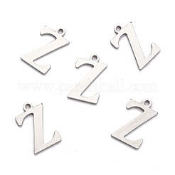変色しにくい304ステンレススチールのアルファベットチャーム  ステンレス鋼色  文字.z  12x7.5x1mm  穴：1mm&nbsp;STAS-H122-Z-P