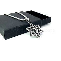Винтажные готические ожерелья из нержавеющей стали с крестом и звездой Давида для мужчин и женщин AQ0330