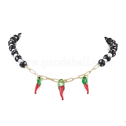 Ожерелья ручной работы с подвесками в виде грибов и острого перца NJEW-JN05142