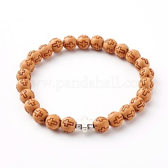 3 pièces 3 styles imitation bois acrylique bracelets de perles extensibles&nbsp;BJEW-JB06235