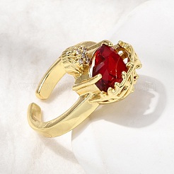 Открытые манжеты из латуни с микропаве кубический цирконий&nbsp;RJEW-P178-02B-G