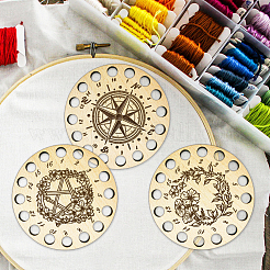 16-позиционные деревянные лотки для хранения ниток для вышивания TOOL-WH0056-005